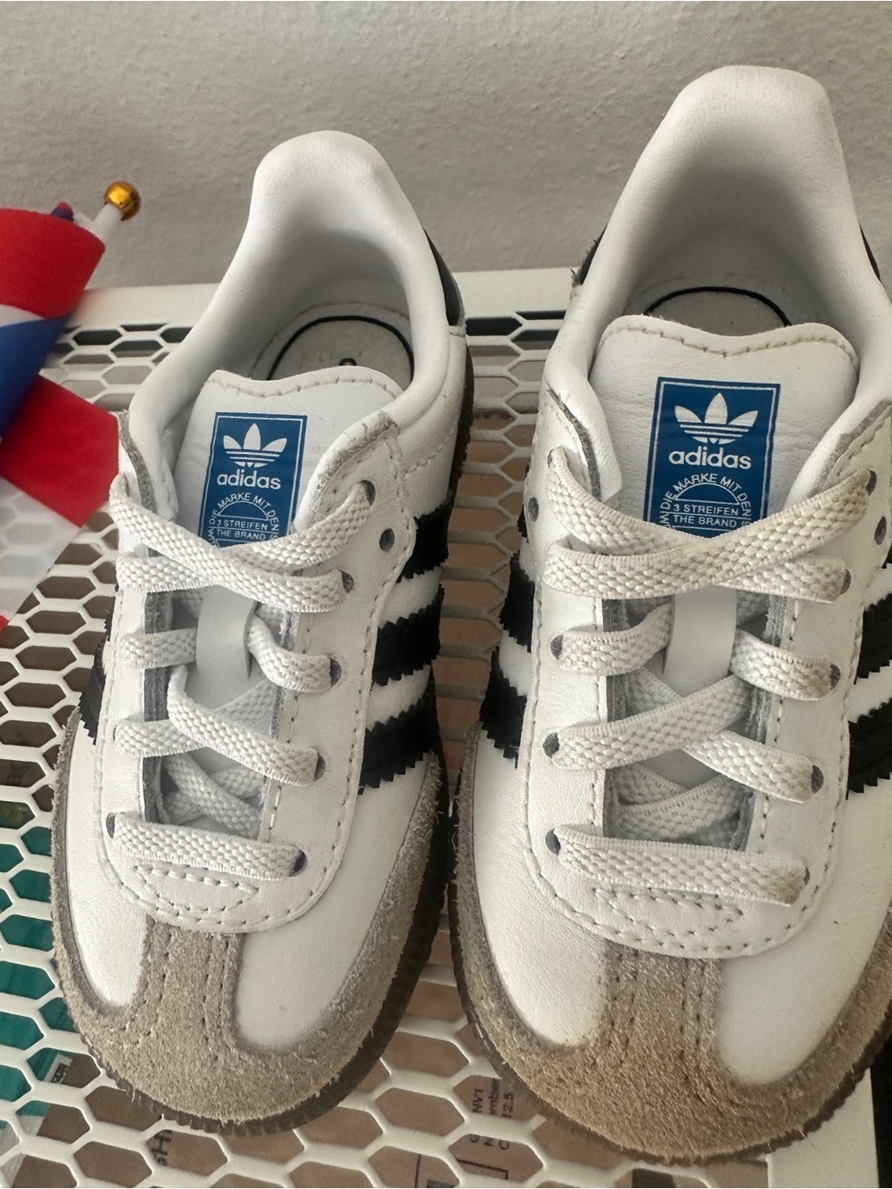 adidas White and Black Samba Sneakers with Brown Suede - Picture 5 of 5